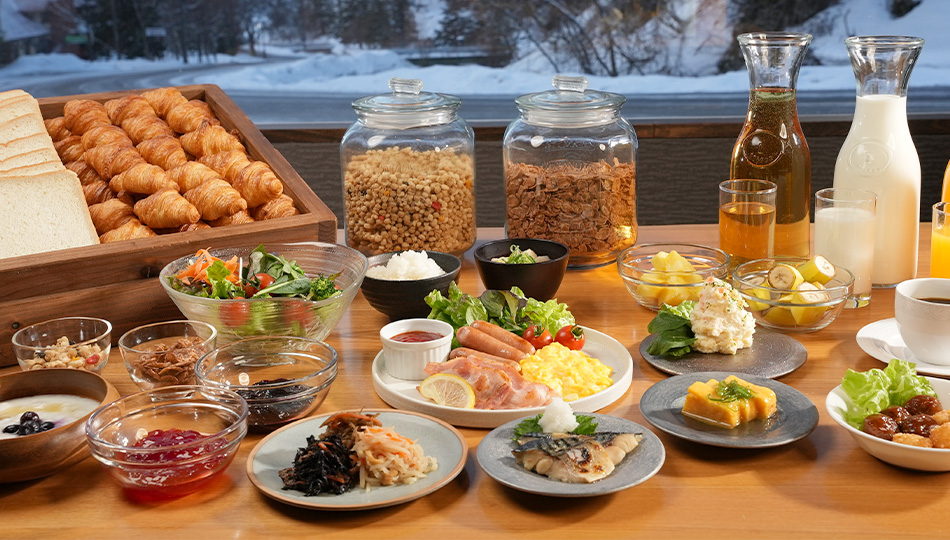朝食のビュッフェ