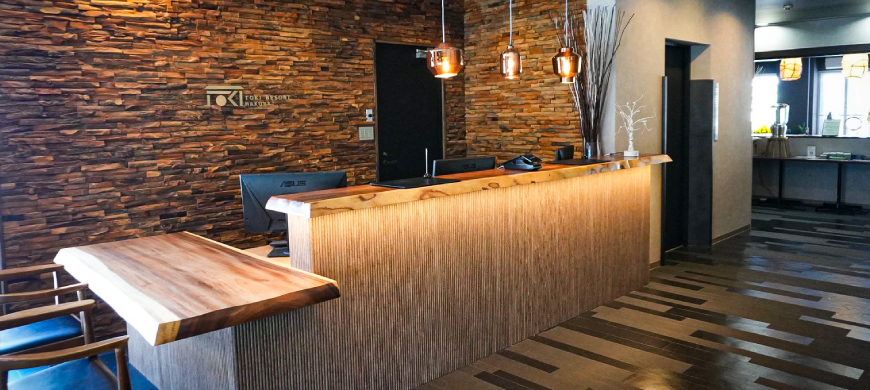 The hotel front desk
